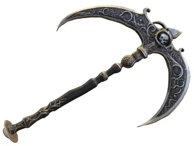 Dark Skull Battle Scythe Low-poly 3D model