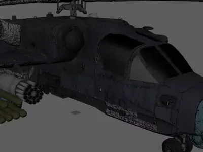 Attack Helicopter KA52 Black Shark Hokum Low-poly 3D model