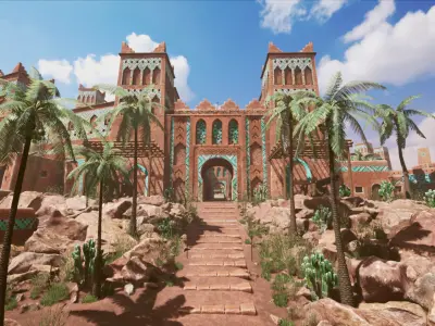 Middle Eastern Kasbah Fortress - Unreal Engine Low-poly 3D model