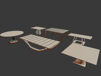 Table set of tables and chairs Free low-poly 3D model