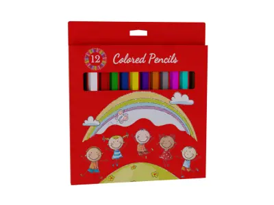 Colored pencils - Box Low-poly 3D model