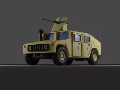 Hummer military vehicle with gun Low-poly 3D model