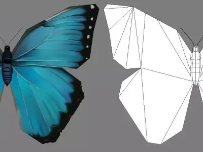 Low-Poly Hand-Painted Morpho Butterfly Low-poly 3D model