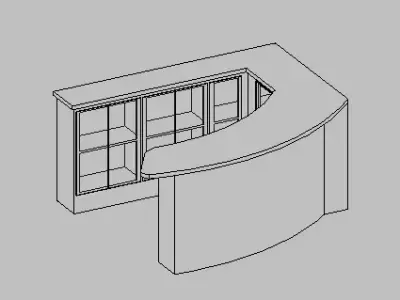 Modern semi-circular bar counter Revit model 3D model
