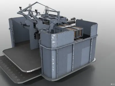 QF 2-pounder Mark VIII 4-barelled 3D model Low-poly 3D model