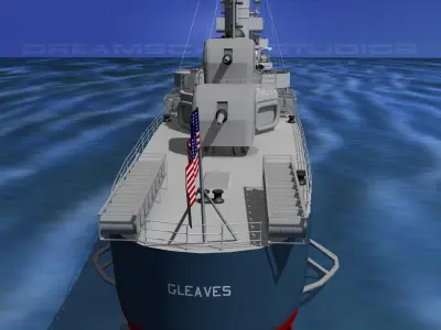 Gleaves Class Destroyer USS Gleaves DD423 3D model