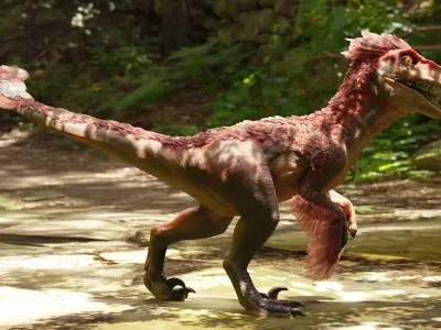 Feathered Raptor - Rigged - Blender  Low-poly 3D model