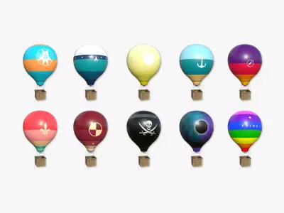 10 Balloon Hot Air Collection - Aircraft Cartoon 