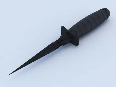 Black Combat Knife 3D Model 3D model