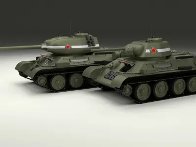 T-34-76 85 w Engine Bay and Interior 3D model