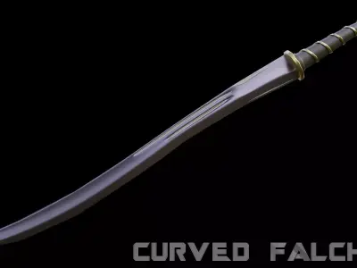 Curved Falchion Blade Low-poly 3D model