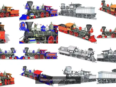 Steam Locomotives 3D Model Collection