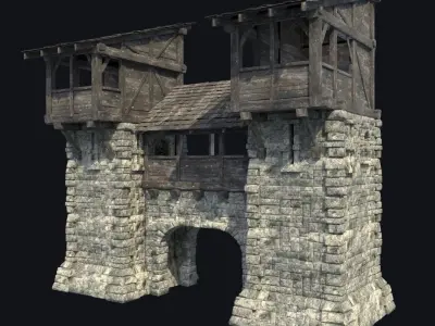 FORT MEDIEVAL CASTLE FORTRESS BAST RUIN TOWER COLLECTION BUILDER Low-poly 3D model