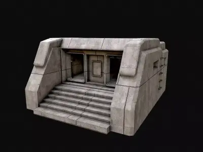 Military Concrete Bunker Base 6 Low-poly 3D model