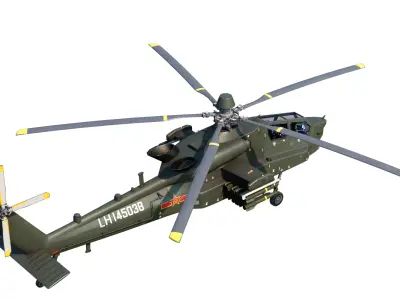 4 coatings of Chinese New Heavy attack helicopter Z21 Low-poly 3D model