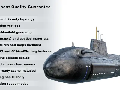 Astute Class Submarine PBR Low-poly 3D model