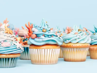 Ocean Style Cupcake Cake 3D model