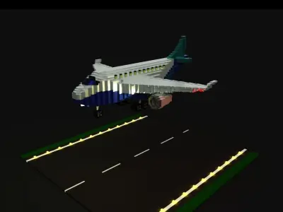 Voxel Airplane Low-poly 3D model