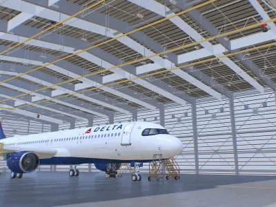 Delta Airlines Maintenance Hangar A321Neo Low-poly 3D model
