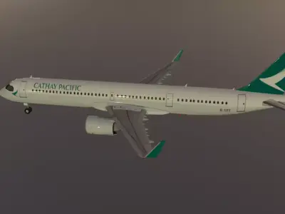 Cathay Pacific Airbus a321neo low poly 3D model Low-poly 3D model