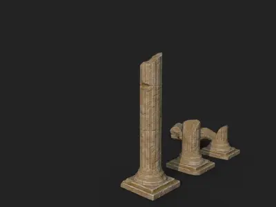 Broken Columns Set Low-poly 3D model