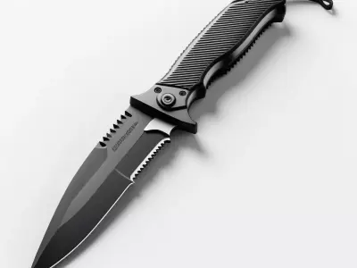 Modern Tactical Serrated Knife 3D 3D model
