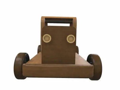 Wooden car toy retro 4 Free 3D model