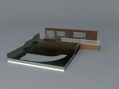 Terraced garden design for steeply sloping rear garden  Free 3D model