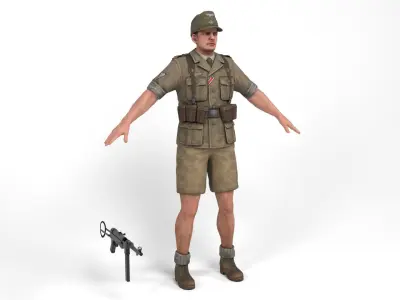 German Soldier 3 - Afrika Korps Low-poly 3D model