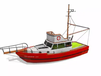 Fishing Boat Low-poly PBR Low-poly 3D model
