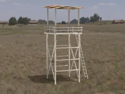 Wood turret Low-poly 3D model