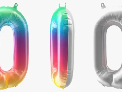Helium Number Balloons Collection 3D model