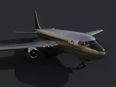 Commercial Airliner 3D model Low-poly 3D model
