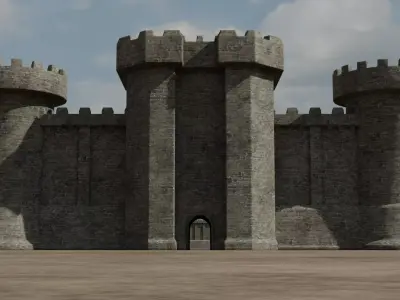 Castle Outer skirts Walls Customizable 3D model