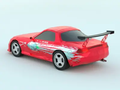 Mazda rx 7 low poly game ready 3d model Free low-poly 3D model