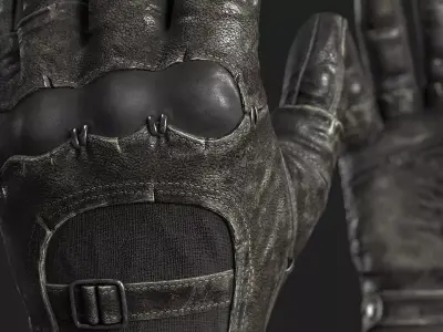 Old Leather Gloves Low-poly 3D model