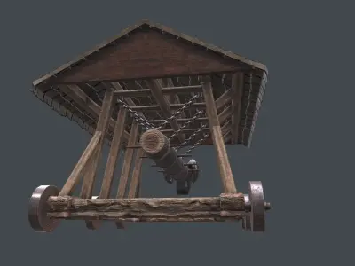 3D Medieval battering ram low poly model Low-poly 3D model