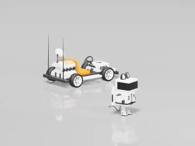 Spaceman robot and car 3D model