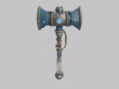  Weapon Futuristic Hammer Low-poly 3D model