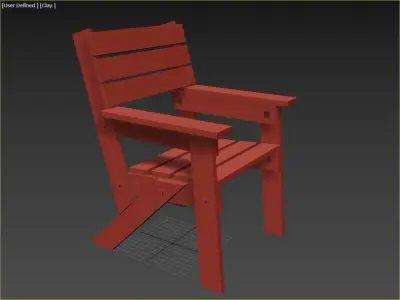 Wood Chair Low-poly 3D model 2