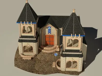 Cartoon Castle Low-poly 3D model