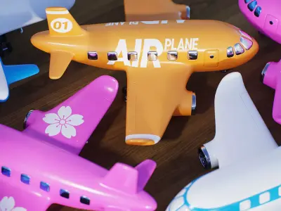 Stylized Toy Airplane Low-poly 3D model