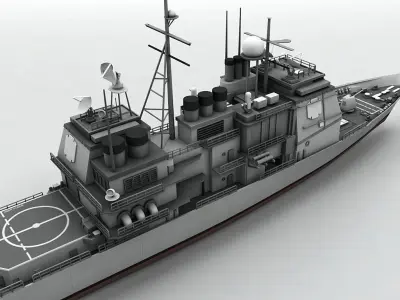 USS Lake Erie  Missile Cruiser Ship Vessel Low-poly 3D model
