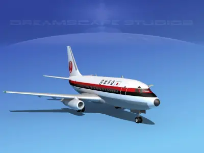 Boeing 737-100 Japan Airlines 3D model