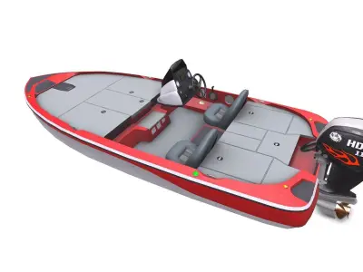 Bass Fishing Boat Low-poly PBR Low-poly 3D model