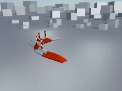 White and Red Road Traffic Barriers - Part 27 - Low-poly 3D model