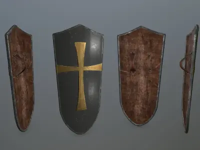 shield set 4 warrior holding Low-poly 3D model