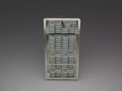 Rusty Steel Safe with Cash Interior Game Ready 3D Asset 3D model