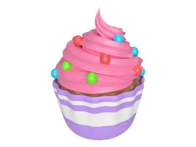 Cartoon Cupcake Low-poly 3D model