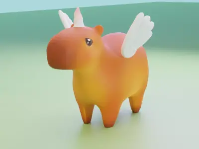 animated unicorn capybara Low-poly 3D model